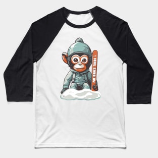 Cute Monkey Palisades Tahoe Ski Baseball T-Shirt